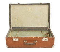 Old Suitcase opene, isolated [with clipping path]