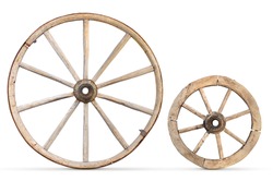 Two antique wood wheels