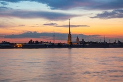 The Peter and Paul fortress at white nights, Saint Petersburg, Russia