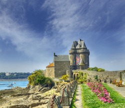 Port Solidor and the Solidor tower, Saint Malo in Brittany, France.