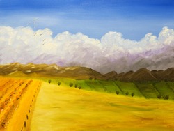Farmland - original acrylic painting, painted on farmland in Idaho. I'm the author of this painting.