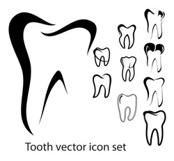 Set of 10 different tooth vector illustrations isolated