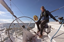 Sailing on the IJsselmeer in the Netherlands on a beautiful sunny day