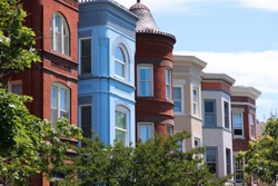 Washington DC, capital city of the United States. Capitol Hill district with colorful townhouses.