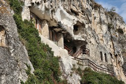 Bulgaria rock cave church and monastery in Ivanovo. UNESCO listed landmark.