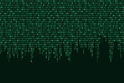 Binary code seamless vector texture with copyspace. Abstract green binary background.