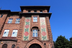 Katowice city in Silesia region in Poland. Historic brick architecture in Nikiszowiec historical district.