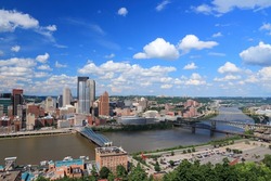 Pittsburgh photo. Pittsburgh city skyline in Pennsylvania. American city.