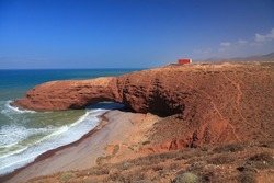 Morocco nature. Natural sedimentary rock arch in Legzira, near Sidi Ifni, Morocco.