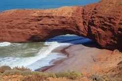 Morocco nature. Natural sedimentary rock arch in Legzira, near Sidi Ifni, Morocco.