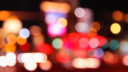 Big city lights - blurry Las Vegas night out of focus.