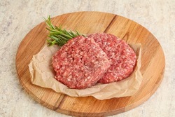 Raw beef burger cutlet for grill or roast