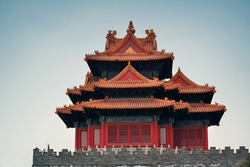 Corner Tower in Imperial Palace in Beijing, China