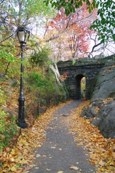 Stone bridge in Autumn in New York City Central park.