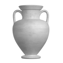 Antique ancient greek white clay vase on a white background. 3d render