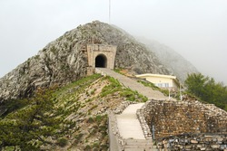 Ancient stairs and tunnel on the Lovcen mountain in Montenegro