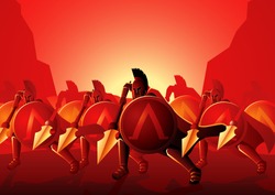 Vector illustration of the famous three hundred Spartans at the Battle of Thermopylae