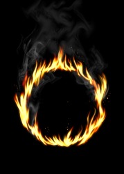 An illustration of ring of fire on black background