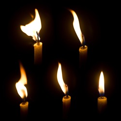 Candle flame on black background, Abstract fire concept