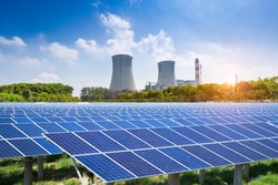 Modern environmental energy portfolio, solar panels and thermal power plants