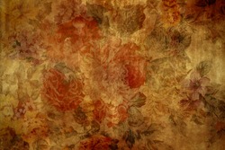 Vintage and aged floral wallpaper background