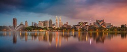 Kuala Lumpur Panorama. Panoramic image of Kuala Lumpur, Malaysia skyline during sunset.