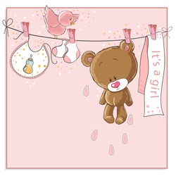 It's a girl - baby announcement card - raster version also available