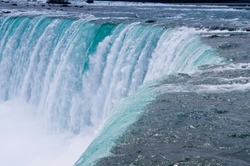 Closeup on canadian side of Niagara falls wonder at spring