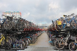 Bicycle parking in the center of Amsterdam.