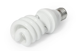 Energy saving fluorescent light bulb (CFL). Isolated on white background with clipping path.