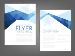 Blue polygonal line brochure template flyer background design for A4 paper size with white space for text and message design