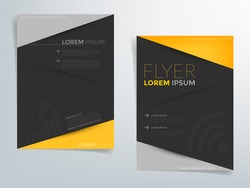 Brochure template flyer design vector background with black and yellow element with space for text and message in A4 size