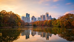 Atlanta, Georgia, USA Piedmont Park skyline in autumn.