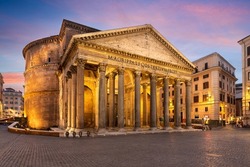 Rome, Italy at The Pantheon, an ancient Roman Temple dating from the 2nd century.