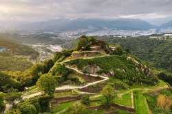 Nakatsugawa, Japan with Naegi Castle Ruins.