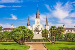 New Orleans, Louisiana, USA at Jackson Square and St. Louis Cathedral.