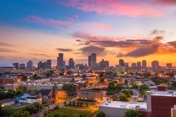 New Orleans, Louisiana downtown city skyline at twilight.