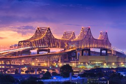 New Orleans, Louisiana, USA at Crescent City Connection Bridge.