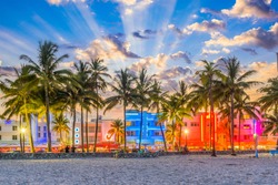 Miami Beach, Florida USA cityscape on Ocean Drive.