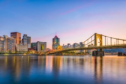 Pittsburgh, Pennsylvania, USA city skyline on the river.
