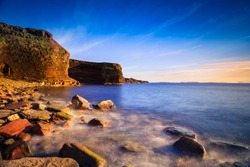 View of a beach at Bell Island, Newfoundland, Canada during sunset