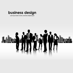 template of a group of business and office people with city landscape