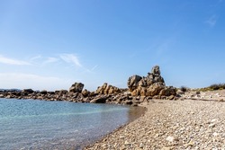 Wild sea landscape on a small Breton island