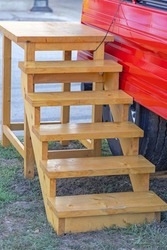 Sturdy External Timber Wood Stairs at Grass