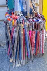New Umbrellas and Shawls at Street Vendor