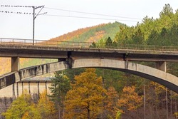 Concrete Arch Span Railroad Bridge Over West Morava River