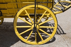 Yellow Wood Wagon Wooden Wheel Old Transport Vehicle