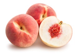 sliced white peach isolated