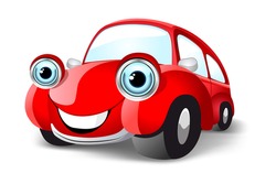 Funny red car. Vector illustration