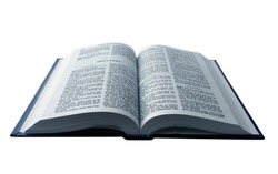 Opened Bible isolated on pure white background
